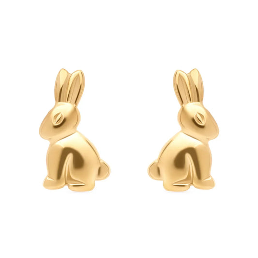 9k yellow gold rabbit stud earrings blend playful charm with elegance. Perfect for animal lovers, these meticulously crafted studs enhance everyday style.