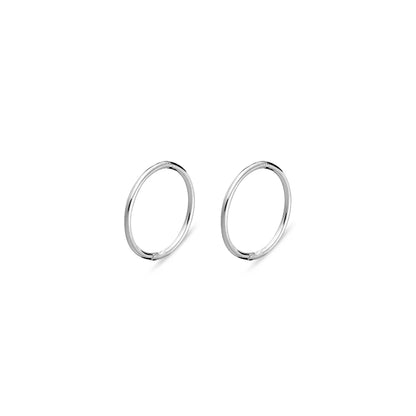 Sterling silver hinged sleeper earrings with a sleek, minimalist design, available in 8mm size. Hypoallergenic and anti-tarnish, perfect for daily wear.