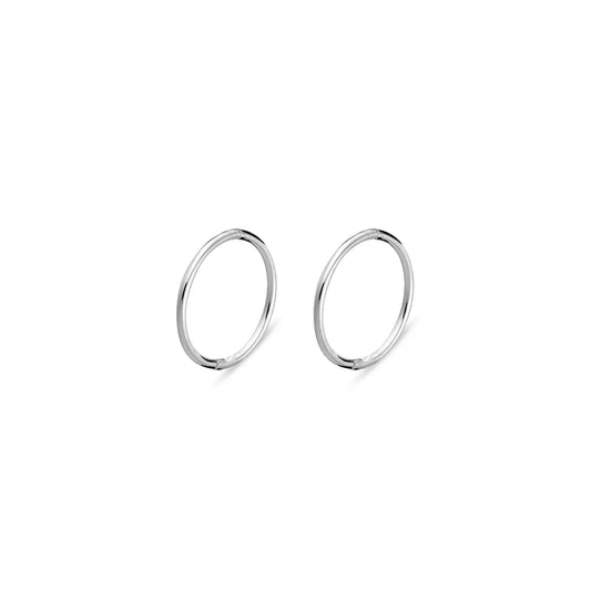 Sterling silver hinged sleeper earrings with a sleek, minimalist design, available in 8mm size. Hypoallergenic and anti-tarnish, perfect for daily wear.