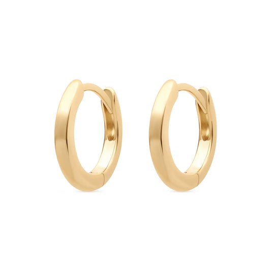 9k yellow gold sleeper earrings with a sleek 6mm width, showcasing a minimalist design perfect for daily wear or special occasions.