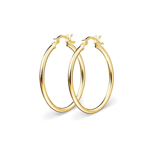 Earring Yellow Gold Plated Round Tube Hoop