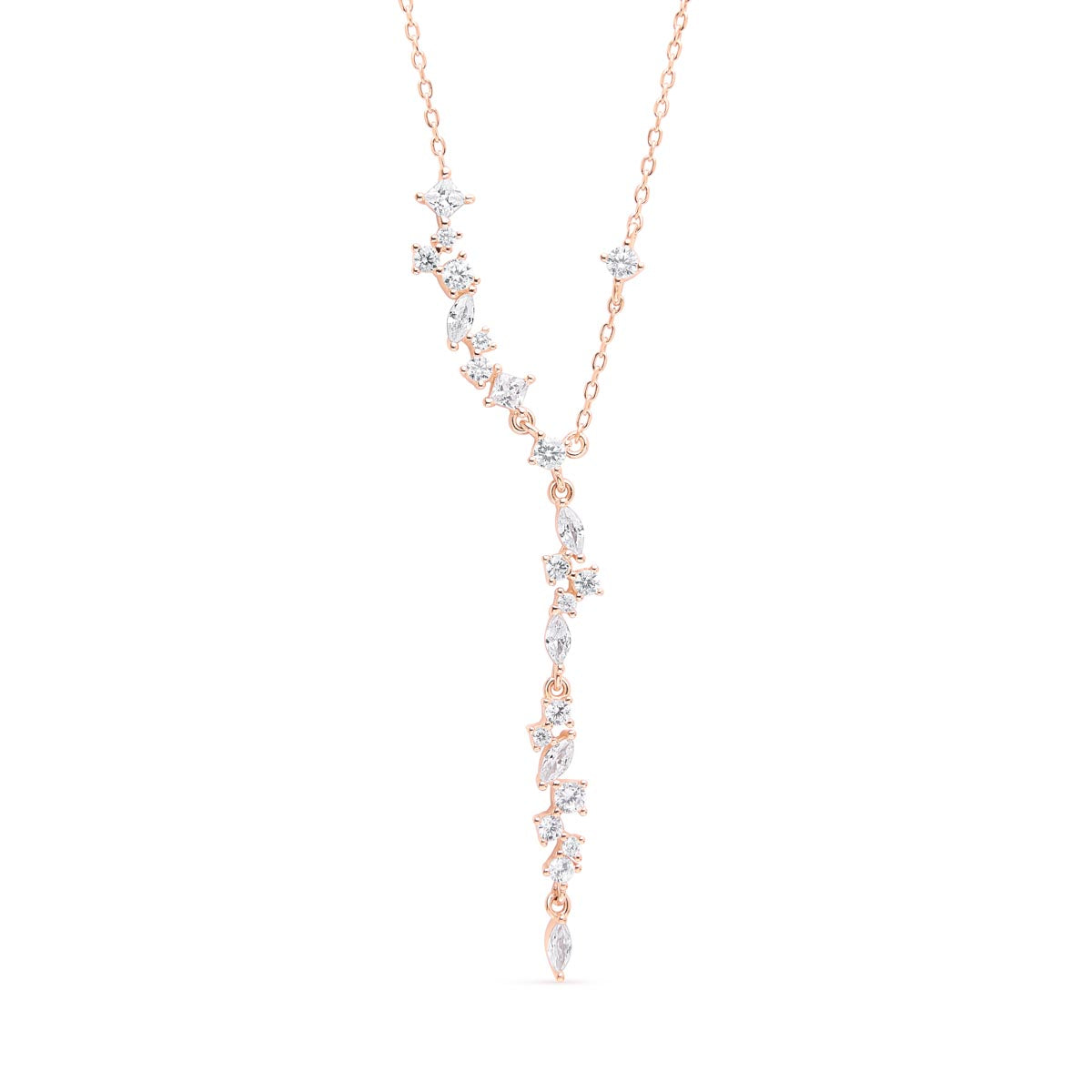 Necklace Rose Gold Plated Multistone Reflections