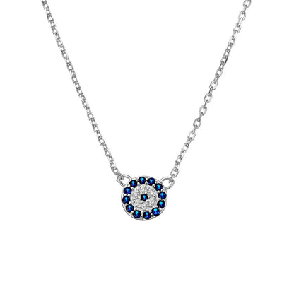 Sterling silver necklace with Guardian Glaze cubic zirconia pendant, showcasing intricate detailing and modern symbolism, perfect for versatile styling.