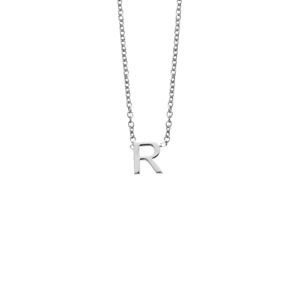 Sterling silver initial "R" necklace with a minimalist design, crafted as a thoughtful and elegant gift.