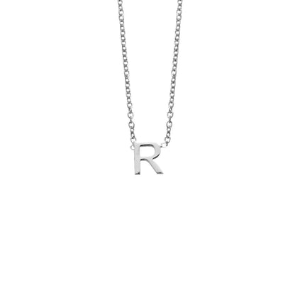 Sterling silver initial "R" necklace with a minimalist design, crafted as a thoughtful and elegant gift.