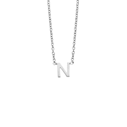 Sterling silver initial "N" pendant necklace with a chic and personalised design, ideal for layering or solo wear.