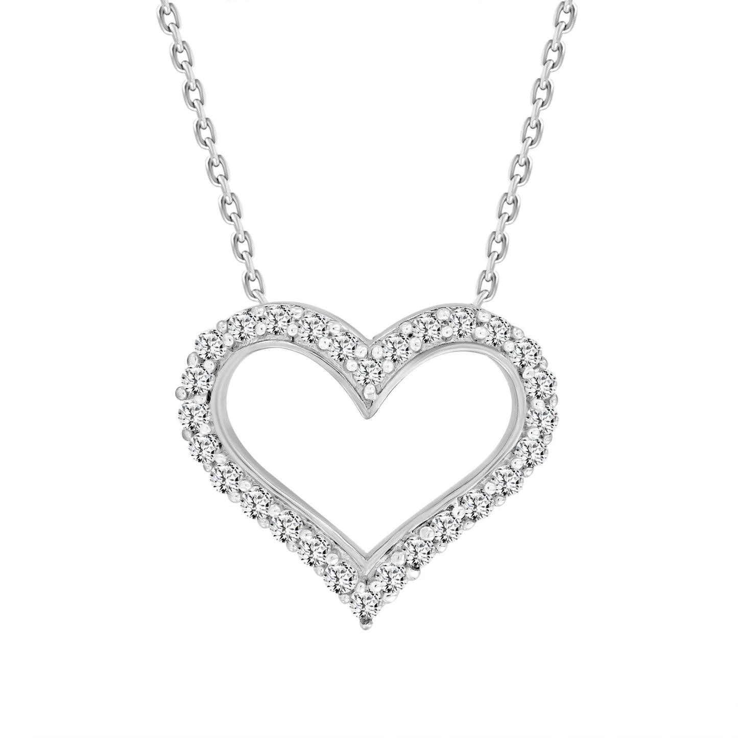 Exquisite heart-shaped diamond necklace in white gold, ideal for luxury gifting or a romantic statement piece.