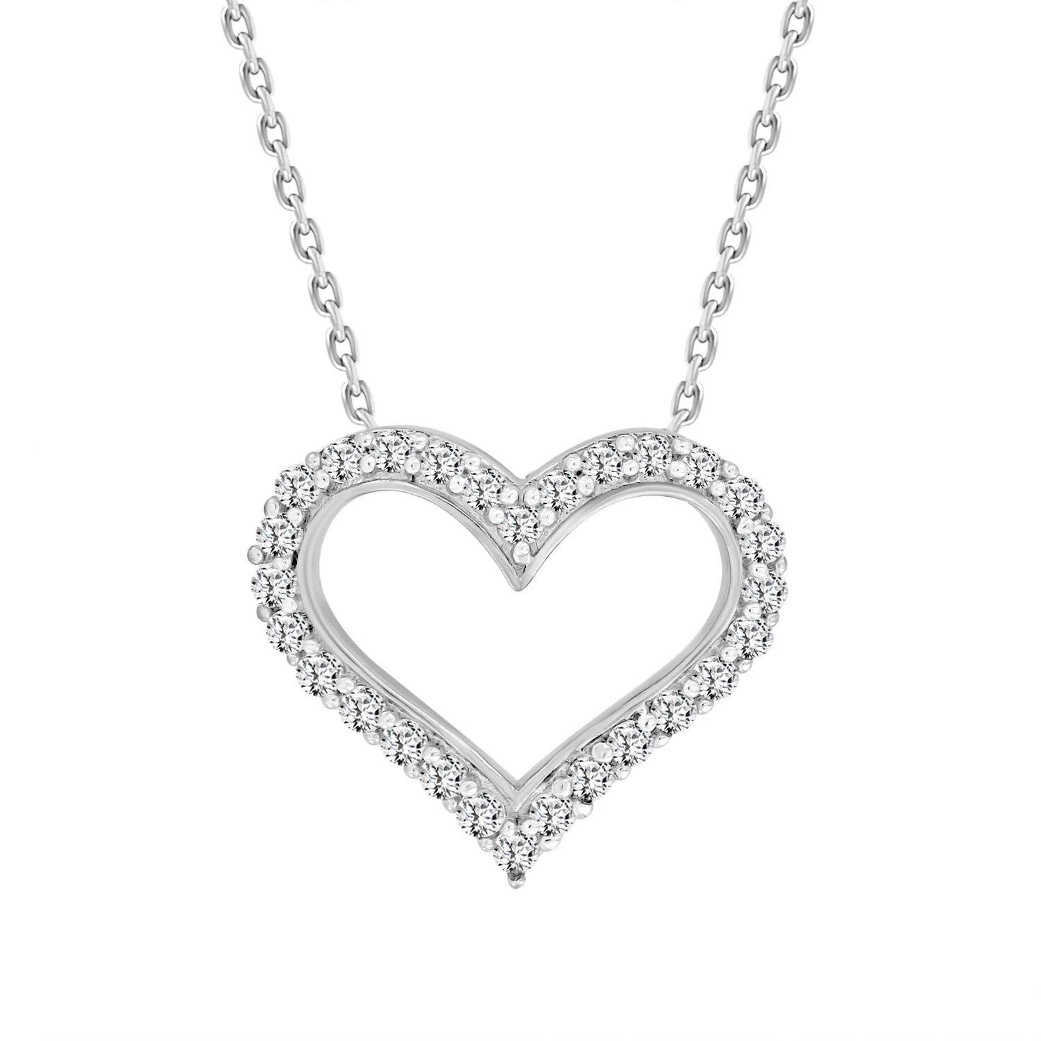 Exquisite heart-shaped diamond necklace in white gold, ideal for luxury gifting or a romantic statement piece.