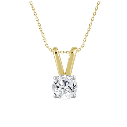 14k yellow gold solitaire diamond pendant with 0.15 carats, combining luxurious materials and a minimalist design for everyday elegance.