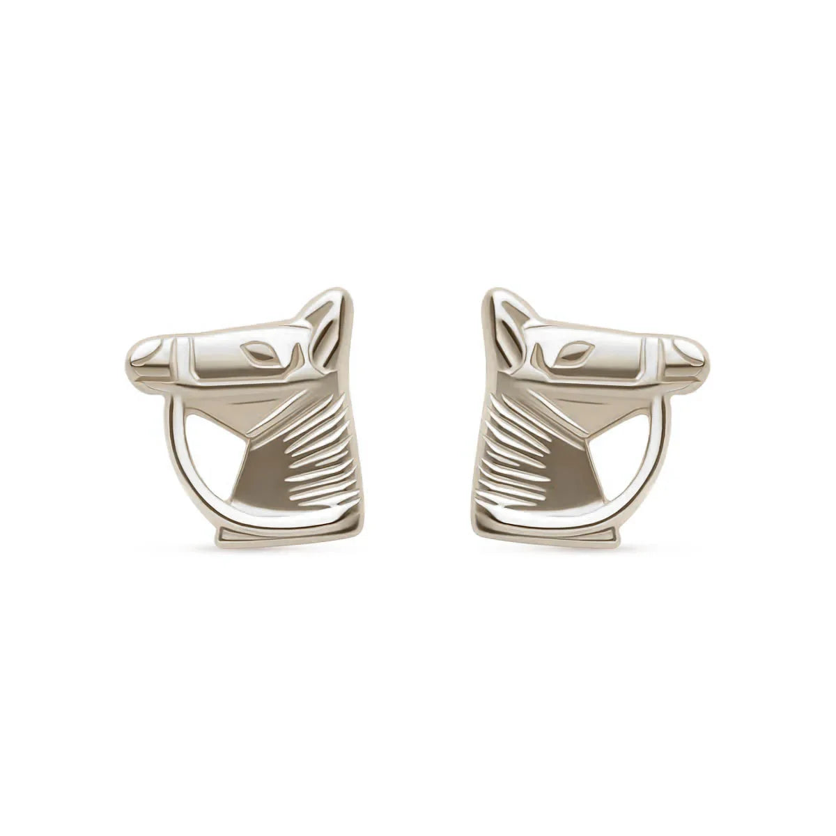 Elegant 9k white gold horse stud earrings showcasing exquisite craftsmanship and equestrian-inspired design, perfect for horse lovers and style enthusiasts.