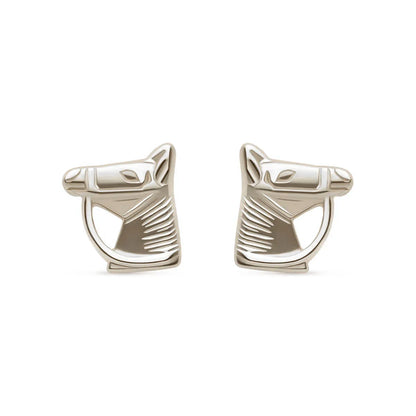 Elegant 9k white gold horse stud earrings showcasing exquisite craftsmanship and equestrian-inspired design, perfect for horse lovers and style enthusiasts.