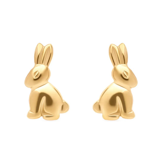 9k yellow gold rabbit stud earrings blend playful charm with elegance. Perfect for animal lovers, these meticulously crafted studs enhance everyday style.